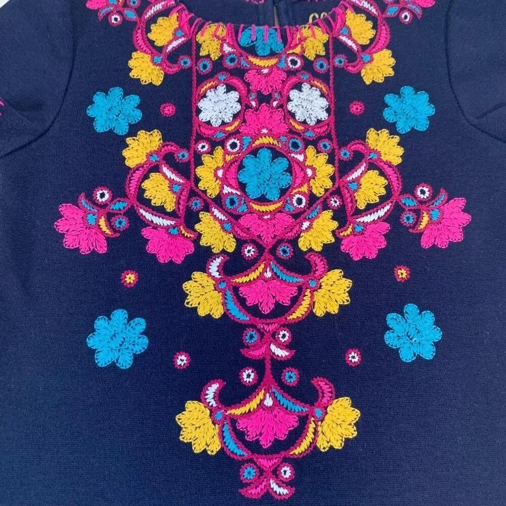 5/$25 Genuine Kids‎ OshKosh Girls 5T Navy Blue Embroidered Floral Tunic Top